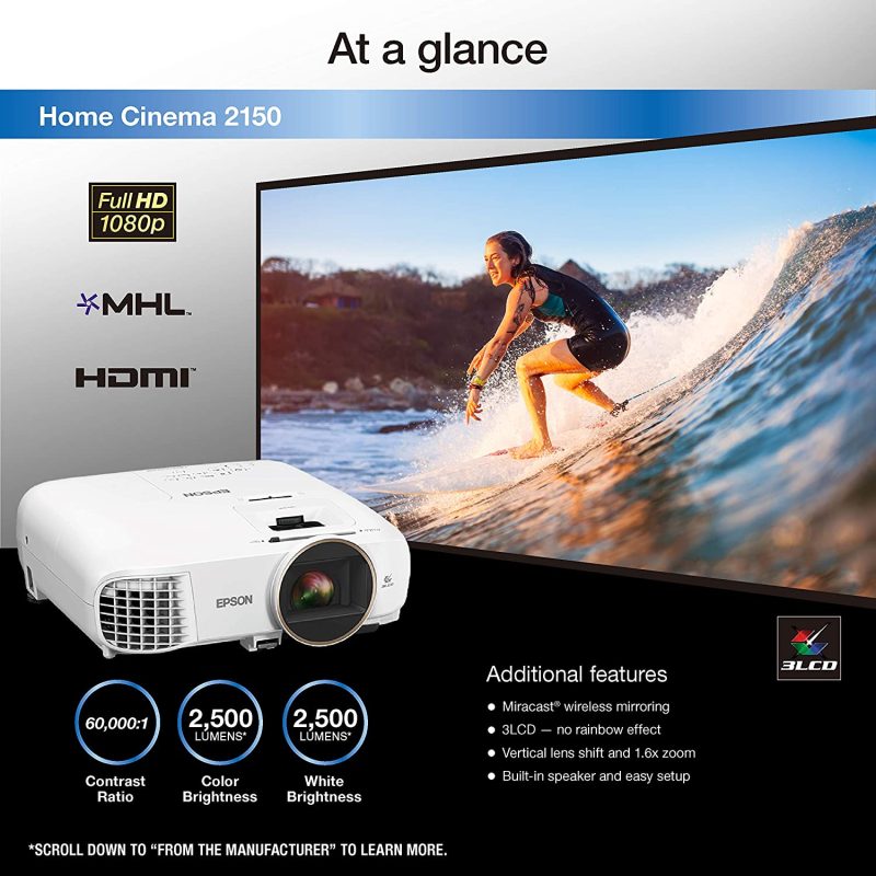 Epson Videoproyector Powerlite Home Cinema 2150 HD 1080P 2500 lúmenes - Image 4