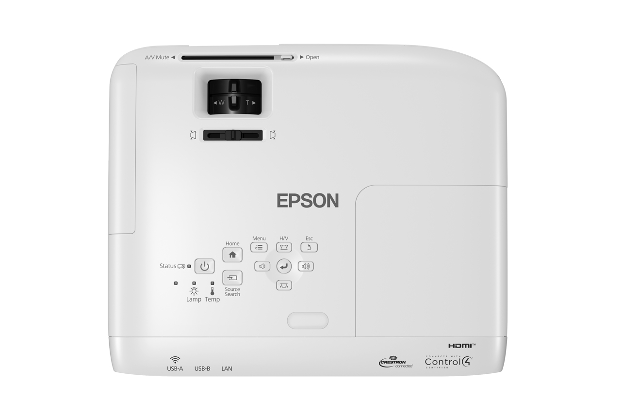 Proyector Epson Powerlite W49, WXGA 3,800 lúmenes blanco y negro HDMI con RJ-45 - Image 3